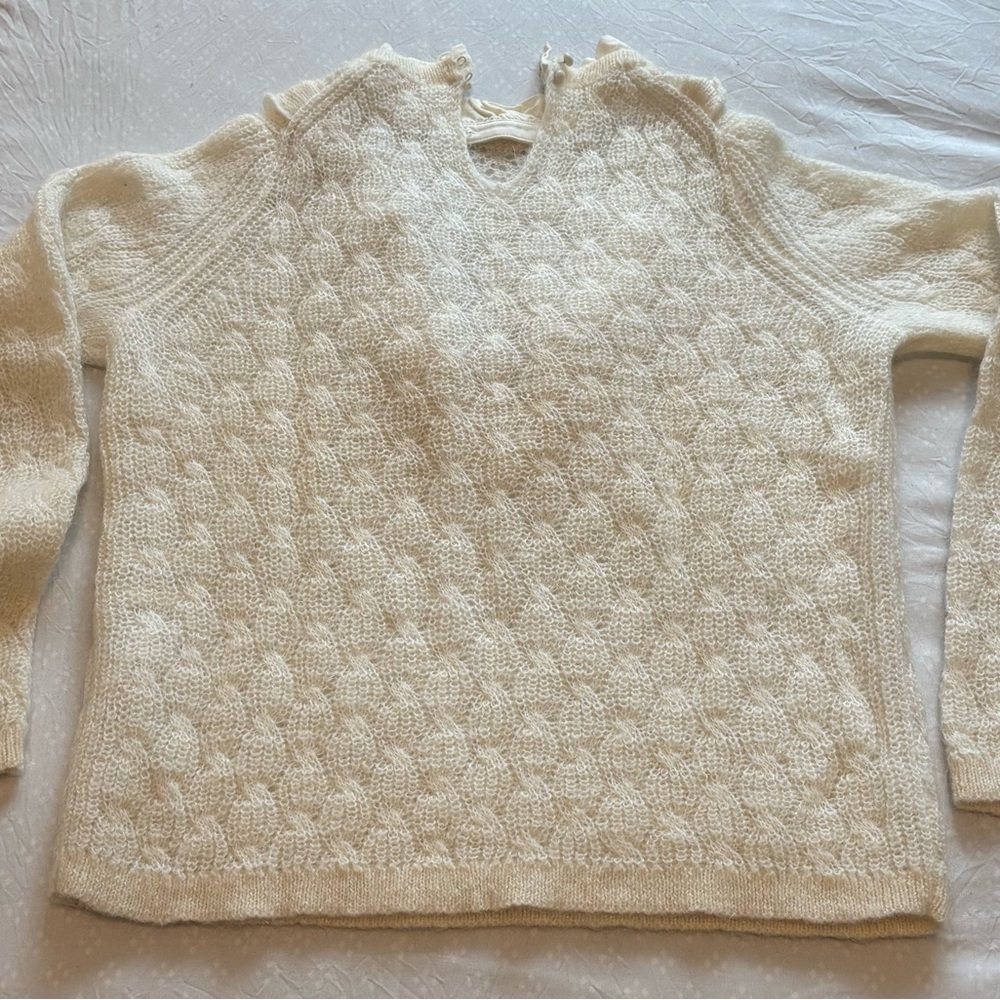 Sezane Cream tricot with Lace Detail - Picture 5 of 6